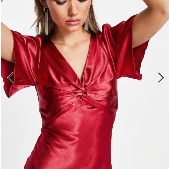 ASOS Little Mistress tea dress in Autumn Red Size 8 - Picture 3 of 8